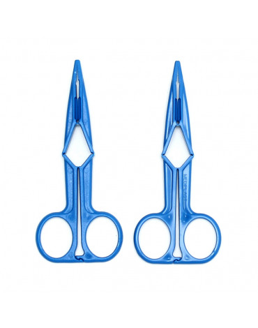 Rimba - Scissor nipple clamps of blue synthetic material (pair)