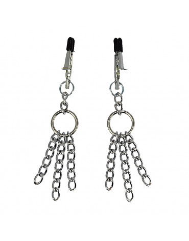 Rimba - Nipple clamps plastic with chain decoration  (pair)