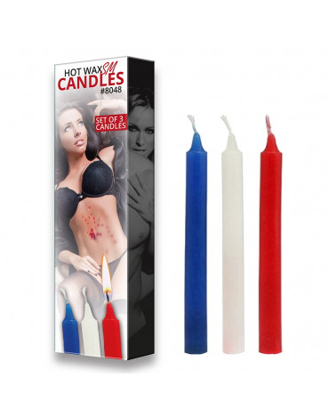 Rimba Bondage Play - Hot Wax SM Kerzen (3 Stück) - Blau, Weiß & Rot