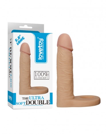 LoveToy - The Ultra Soft Double 5.8" / 15 cm - Dubbele Penetratie Dildo - Nude