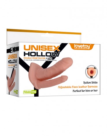 Unisex Hollow Strap On Double Penetrator 6"