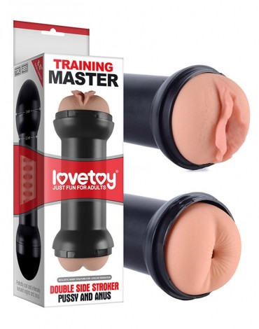 LoveToy - Training Master Double Side Stroker - Pussy + Anus - Nude