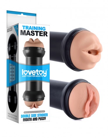 LoveToy - Training Master Double Side Stroker - Mouth + Anus - Nude