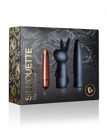 Rocks-Off - Dark Desires Kit - Bullet Vibrator with Sleeves - Black / Gold