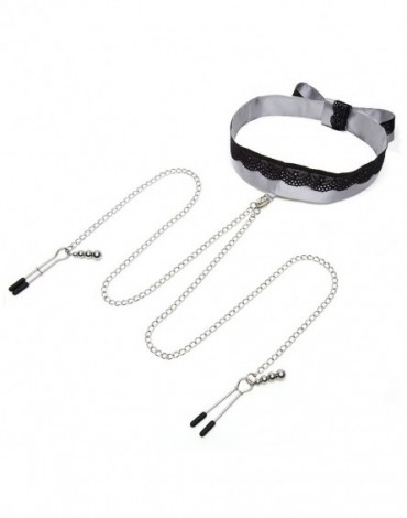 Fifty Shades of Grey - Satin and Lace Collar and Nipple Clamps