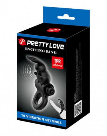 Pretty Love - Exciting Ring - Vibrerende Cockring - Zwart