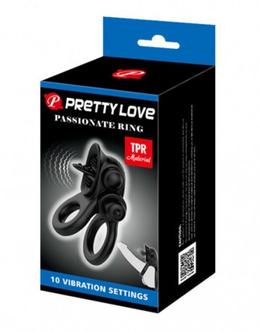 Pretty Love - Passionate Ring - Vibrerende Cockring - Zwart