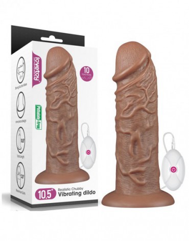 Love Toy - Realistic Chubby Vibrating Dildo 27 cm - Brown