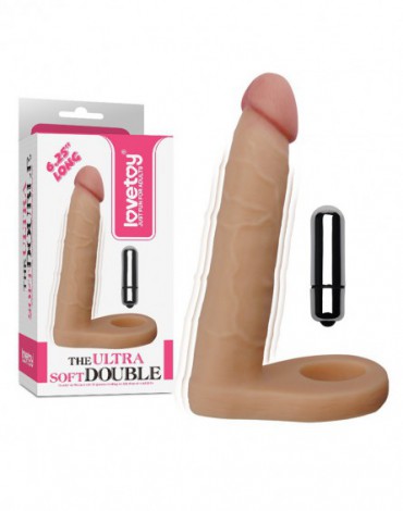 Love Toy - The Ultra Soft Double Vibrerende Dildo 16 cm - Nude