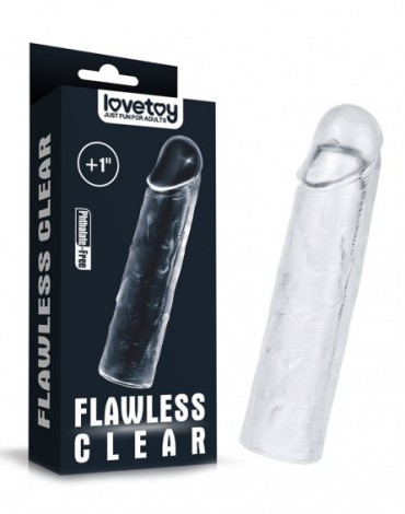 LoveToy - Flawless Clear Penis Sleeve + 1" / 2.5 cm - Transparant