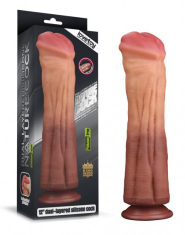 Love Toy - Dildo with Veins 30.5 cm - Nude/Brown