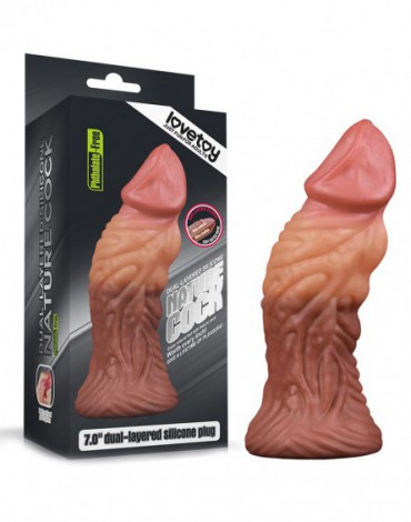 Love Toy - Dildo with Veins 18 cm - Nude/Brown