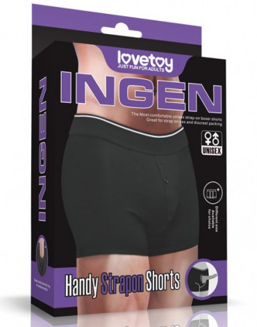 LoveToy - Unisex Strap-On Shorts Size S - Zwart