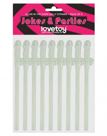 Love Toy - Glow in The Dark Willy Straws - Pack of 9