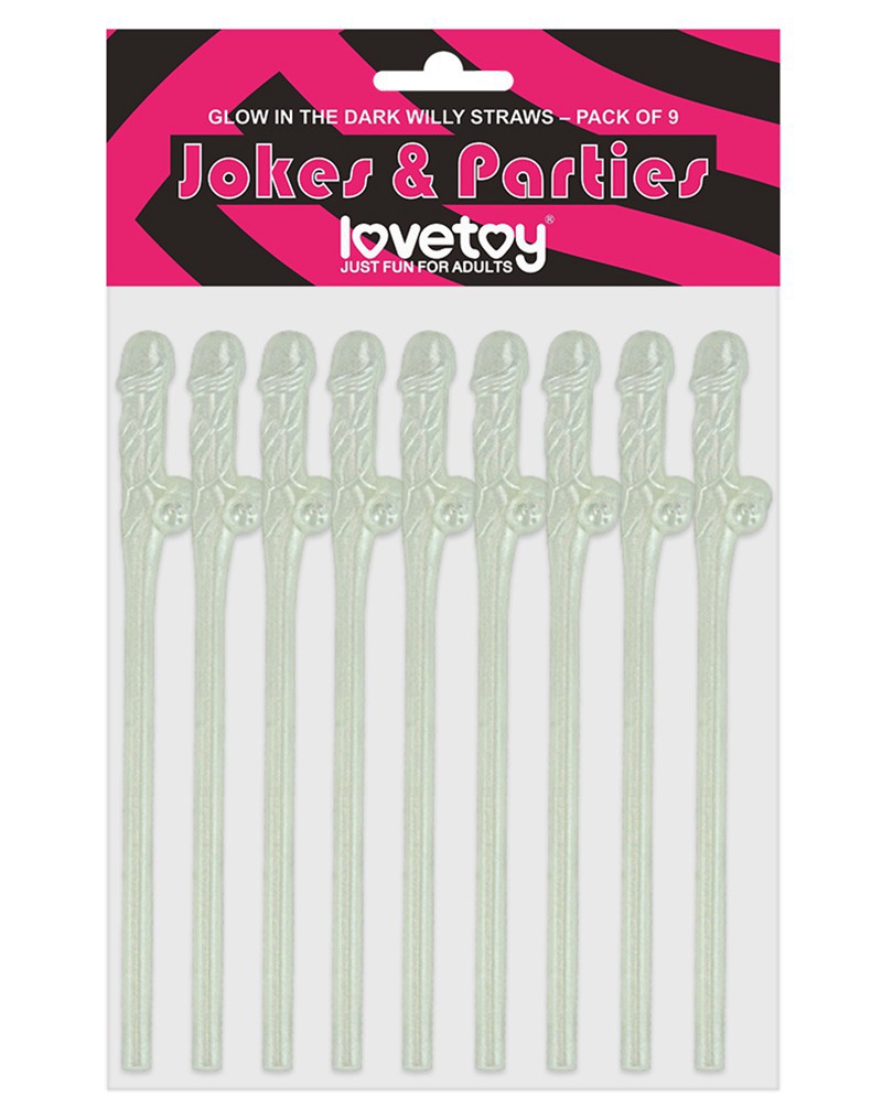 Love Toy - Glow in The Dark Willy Straws - Pack of 9