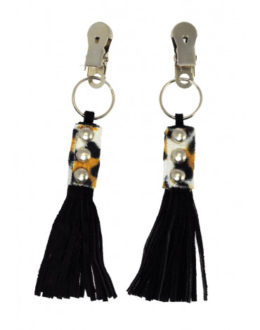 Rimba - Nipple clamps with little leather whips attached