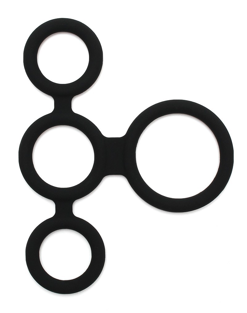 Rimba Latex Play - Quatro Cock Ring and Ball Splitter - Black