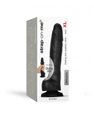 Strap-On-Me - Sliding Skin Realistic Dildo Maat XL - Zwart
