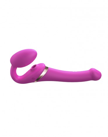 Strap-On-Me - Multi Orgasm - Strap-On Vibrator with Licking Stimulator Size S - Pink