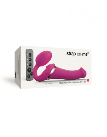 Strap-On-Me - Multi Orgasm - Strap-On Vibrator with Licking Stimulator Size M - Pink