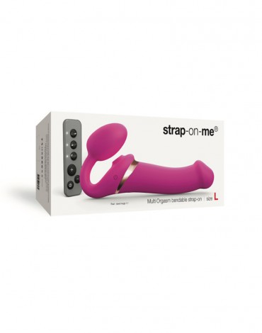 Strap-On-Me - Multi Orgasm - Strap-On Vibrator met Lik Stimulator Maat L - Roze