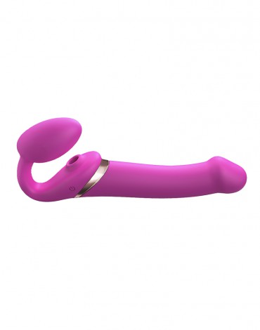 Strap-On-Me - Multi Orgasm - Strap-On Vibrator with Licking Stimulator Size L - Pink