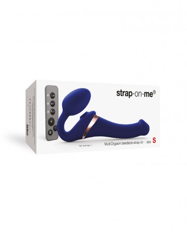 Strap-On-Me - Multi Orgasm - Strap-On Vibrator with Licking Stimulator Size S - Blue