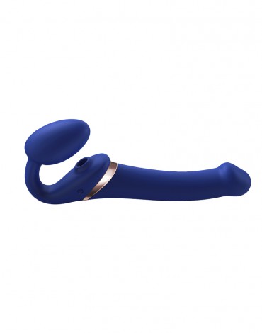 Strap-On-Me - Multi Orgasm - Strap-On Vibrator with Licking Stimulator Size M - Blue
