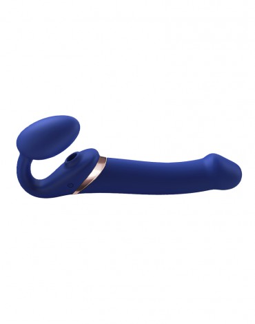 Strap-On-Me - Multi Orgasm - Strap-On Vibrator with Licking Stimulator Size L - Blue