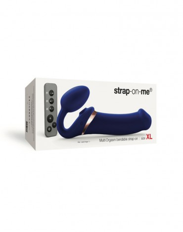 Strap-On-Me - Multi Orgasm - Strap-On Vibrator mit Leckstimulator Größe XL - Blau