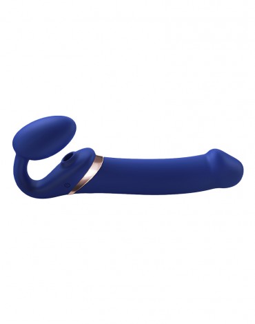 Strap-On-Me - Multi Orgasm - Strap-On Vibrator with Licking Stimulator Size XL - Blue