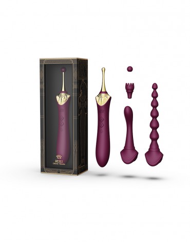ZALO - Bess 2 - Heizendes Klitoris-Massagegerät mit 4 Aufsätzen - Violett