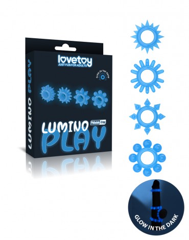 LoveToy - Lumino Play Juego de 4 anillos para el pene - Glow in the Dark