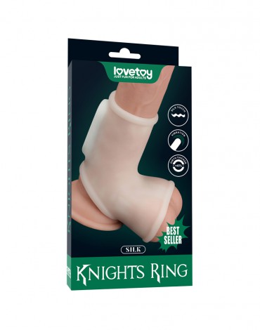 LoveToy - Silk Knights Ring - Vibrerende Penis Sleeve - Wit