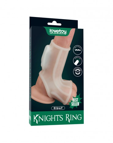 LoveToy - Ridge Knights Ring - Vibrerende Penis Sleeve - Wit