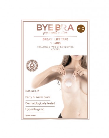 Bye Bra - Levantamiento de senos y cubre pezones de seda A-C - Nude (3 pares)