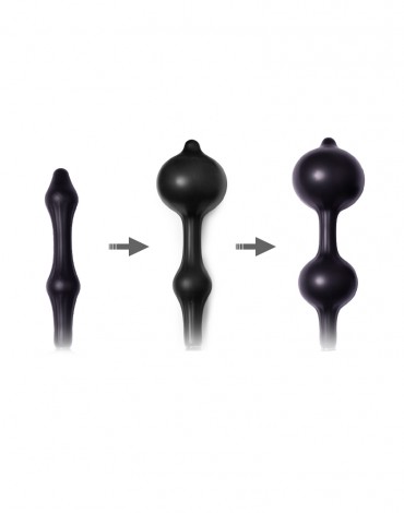 Rimba Latex Play - Opblaasbare anaalplug met dubbele ballon en pomp - Zwart