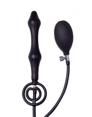 Rimba Latex Play - Inflatable Anal Plug with Double Balloon and Pump - Black