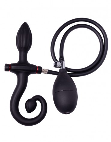 Rimba Latex Play - Opblaasbare anaalplug met handvat en pomp - Zwart