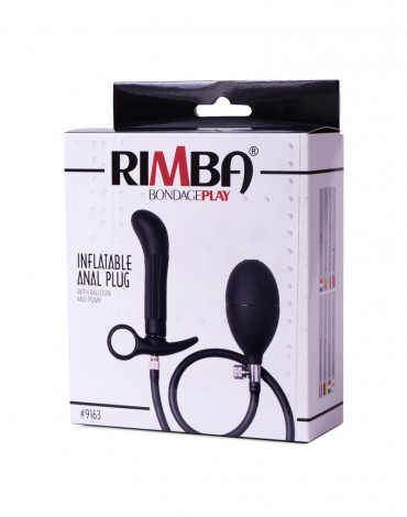 Rimba Latex Play - Inflatable Anal Plug with Pump - Black