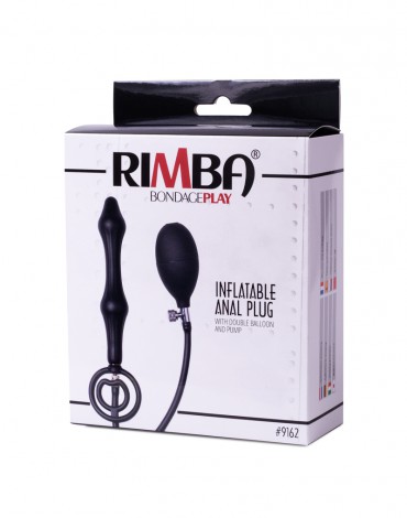 Rimba Latex Play - Inflatable Anal Plug with Double Balloon and Pump - Black