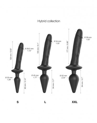 Strap-On-Me - Realistic Switch Plug-In - 2-in-1 Dildo & Butt Plug Size S - Black
