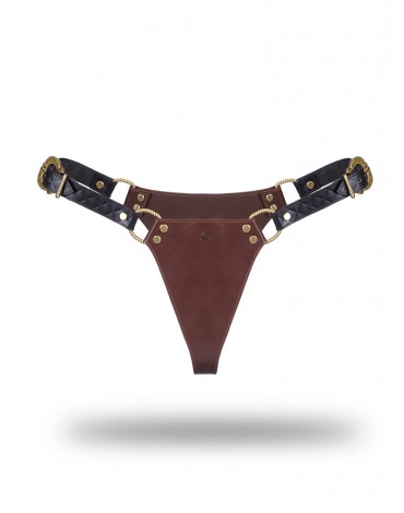 Liebe Seele - Leather Panty -  Black, Brown & Gold