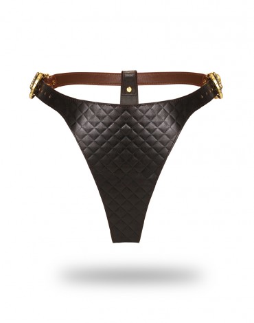 Liebe Seele - Leather Thong - Black, Brown & Gold