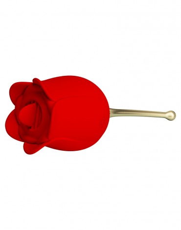 Pretty Love - Rose Lover - Vibrador para el clítoris con estimulador para lamer - Dorado y rojo