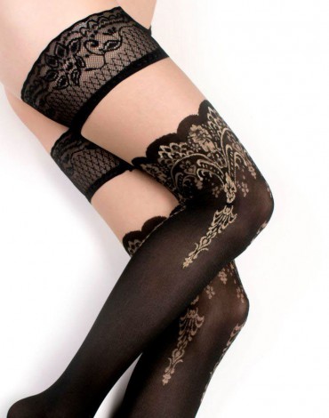 Ballerina - Fantasy Hold Ups - Stockings (50/20 denier) - Black & Transparent