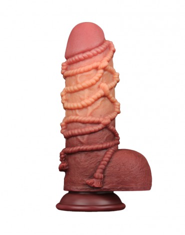 LoveToy - Extreme Dildo with Rope Pattern 24 cm - Brown & Nude
