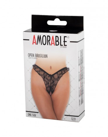 Amorable by Rimba - Open Brazilian Slip - One Size - Black