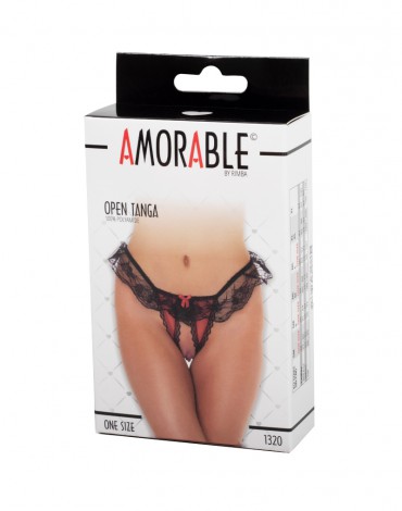 Amorable by Rimba - Open String - One Size - Zwart / Rood