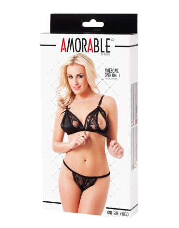 Amorable by Rimba - Open Bra with Slip - One Size - Black